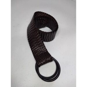 Y2K Woven Brown Belt Double Ring Buckle Fashion‎ Accessory Women